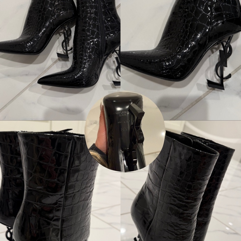 Black Croc-Embossed Women's Boots
